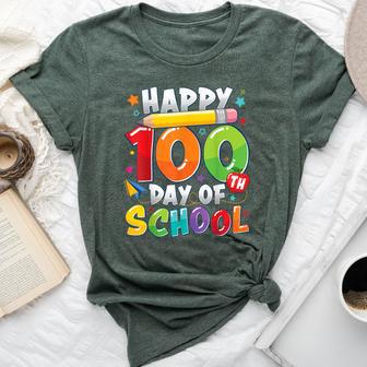 Happy 100Th Day Of School 100 Days Smarter Teacher Boy Girl Bella Canvas T-shirt - Thegiftio UK