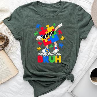 Happy Autism Bruh I Wear Blue My Son Autism Awareness Mom Bella Canvas T-shirt - Thegiftio