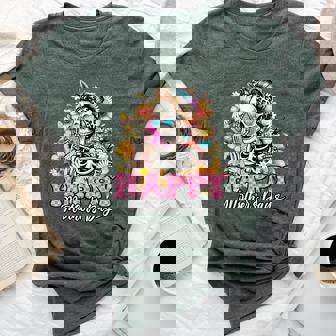 Happy Mother's Day Skeleton Messy Bun Floral Tie Dye Glasses Bella Canvas T-shirt | Mazezy