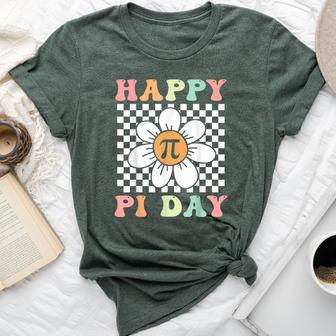 Happy Pi Day Groovy Daisy Flower Pi Symbol 314 Math Lover Bella Canvas T-shirt - Thegiftio UK