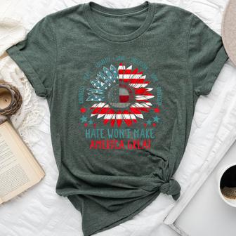 Hate Won't Make America Great Retro Sunflower Us Flag Bella Canvas T-shirt - Thegiftio UK