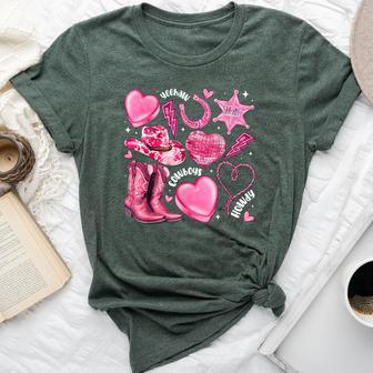 Howdy Valentine Day Western Cowgirl Xoxo Disco Heart Women Bella Canvas T-shirt - Thegiftio UK