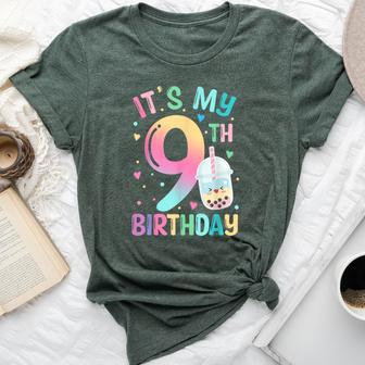 It's My 9Th Birthday Bubble Boba Tea Party 9 Year Old Girl Bella Canvas T-shirt - Thegiftio UK