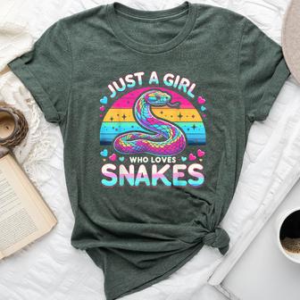 Just A Girl Who Loves Snakes Cute Snake Bella Canvas T-shirt - Thegiftio UK