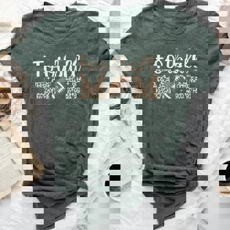 Leopard Football Mom Mama Football Player Bella Canvas T-shirt - Seseable
