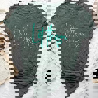 Let Them Heart Script Aqua Teal Girls Let Them Bella Canvas T-shirt | Seseable UK