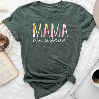 Mama Of Four Cute Floral Mom Of 4 Mother Of 4 Bella Canvas T-shirt - Thegiftio UK
