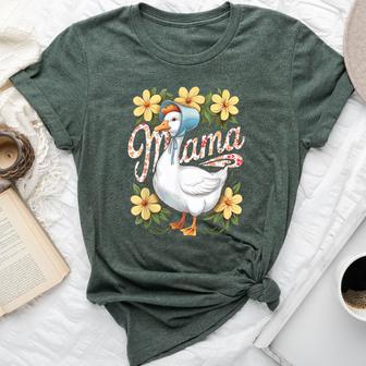 Mama Goose Retro Floral Vintage Silly Goose Mom Bella Canvas T-shirt - Thegiftio UK