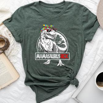 Mamasaurus T Rex Dinosaur Mama Saurus Autism Awareness Women Bella Canvas T-shirt - Thegiftio UK