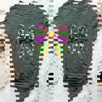 Mardi Gras Coquette Bow Fat-Tuesday New Orleans Girls Bella Canvas T-shirt | Mazezy