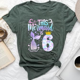 Mermaid 6Th Birthday 6 Year Old Girl Six Yrs Happy Bday Bella Canvas T-shirt - Thegiftio UK