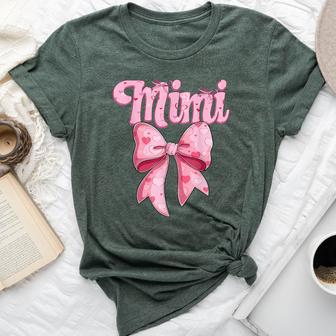 Mother's Day Coquette Bow Family Matching Groovy Pink Mimi Bella Canvas T-shirt - Thegiftio UK