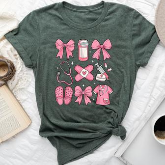 Nurse Valentines Day Coquette Bow Valentine Nurse Rn Pct Cna Bella Canvas T-shirt - Thegiftio UK