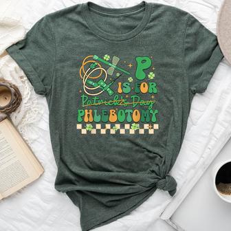 P Is Phlebotomy Happy St Patrick's Day Phlebotomist Nurse Bella Canvas T-shirt - Thegiftio UK