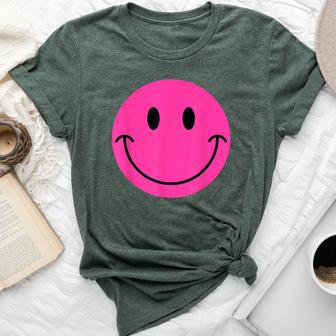 Pink Smile Face Cute Happy Peace Smiling Face Girls Bella Canvas T-shirt - Thegiftio UK