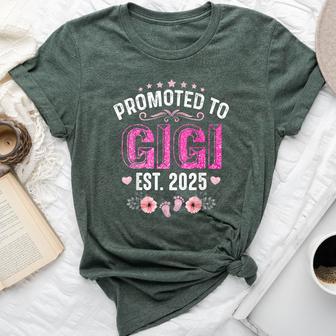 Promoted To Gigi Est 2025 Floral Mother's Day Bella Canvas T-shirt - Thegiftio UK