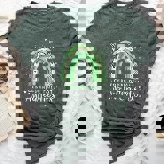 Rainbow In March We Wear Green Cerebral Palsy Awareness Bella Canvas T-shirt | Mazezy