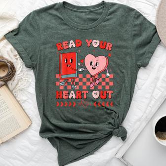 Retro Read Your Heart Out Valentine's Day Teacher Bookish Bella Canvas T-shirt - Thegiftio UK