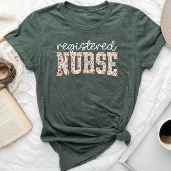 Rn Nurse Floral Print Registered Nurse Nursing School Women Bella Canvas T-shirt - Thegiftio UK