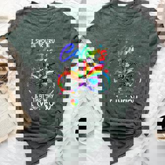 I See Your True Colors Butterfly Infinity Autism Awareness Bella Canvas T-shirt - Seseable