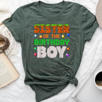 Sister Of The Birthday Boy Pixel Number Video Gamer Bella Canvas T-shirt - Thegiftio UK