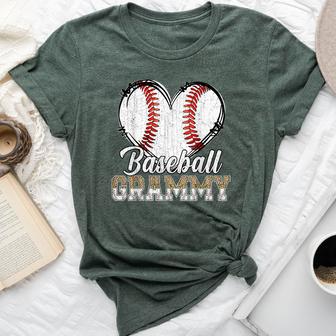 Softball Baseball Grammy Heart Leopard Print Mother's Day Bella Canvas T-shirt - Thegiftio UK