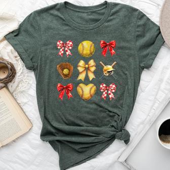 Softball Coquette Bow Softball Mama Softball Mom Bella Canvas T-shirt - Thegiftio UK