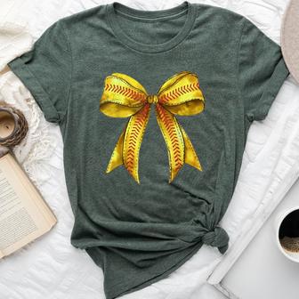 Softball Coquette Bow Softball Mom Softball Mama Bella Canvas T-shirt - Thegiftio UK