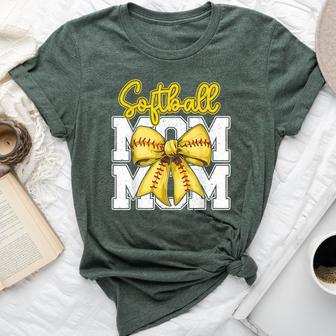 Softball Mom Coquette Bow Sport Mama Bella Canvas T-shirt - Thegiftio