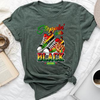 Stepping Into Black History Month Black Girls Sneakers Men Bella Canvas T-shirt - Thegiftio UK