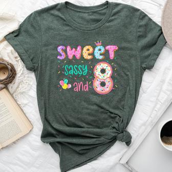 Sweet Sassy And Eight Donut Theme 8Th Birthday Party Girls Bella Canvas T-shirt - Thegiftio UK