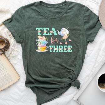 Tea For Three 3Rd Birthday Outfit Girl Tea Party Bday Theme Bella Canvas T-shirt - Thegiftio UK