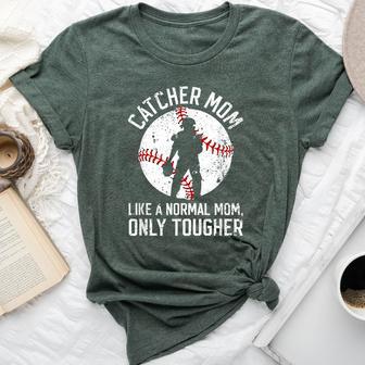 Tough Baseball Catcher Mom Of A Baseball Catcher Mama Bella Canvas T-shirt - Thegiftio
