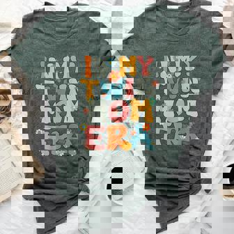 In My Twin Mom Era Groovy Retro Twin Mom Cute Black Twin Mom Era Mother's Day Birthday Casual Modern Floral Letter Print Short Sleeve Small Bella Canvas T-shirt | Mazezy