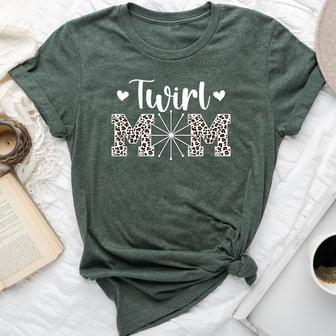 Twirl Mom Leopard Baton Twirling Mom Baton Twirl Mother Bella Canvas T-shirt - Thegiftio UK