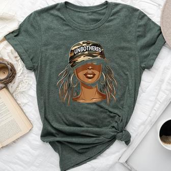 Unbothered Black Woman With Cap Camo Afro Bella Canvas T-shirt - Thegiftio UK