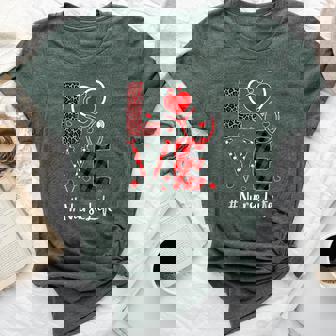 Valentine's Day Love Nurse Life Leopard Red Plaid Bella Canvas T-shirt - Thegiftio