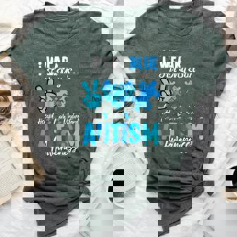 I Wear Blue For My Son Autism Awareness Mom Dad Parents Bella Canvas T-shirt | Mazezy