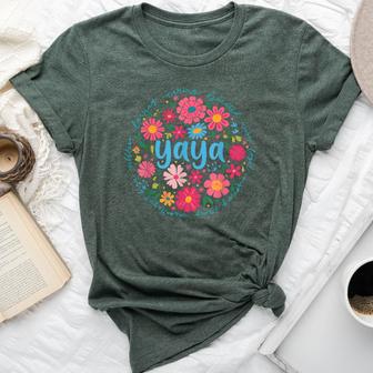 Yaya For Grandma Wildflower Floral Women Bella Canvas T-shirt - Thegiftio UK
