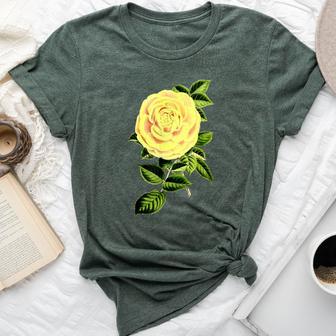 Yellow Rose Vintage Botanical Floral Flower Bella Canvas T-shirt - Thegiftio UK