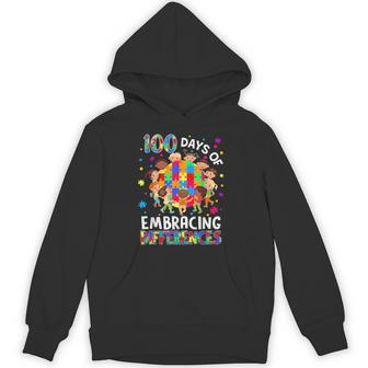 100 Days Of School Embracing Differences Autism Awareness Hoodie - Thegiftio UK
