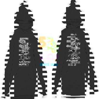 5Th Birthday Monster Truck Dinosaur Party Boys Rawr I'm 5 Hoodie - Monsterry