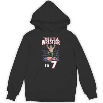 7Th Wrestling Birthday Party This Little Wrestler Is 7 Hoodie - Thegiftio UK