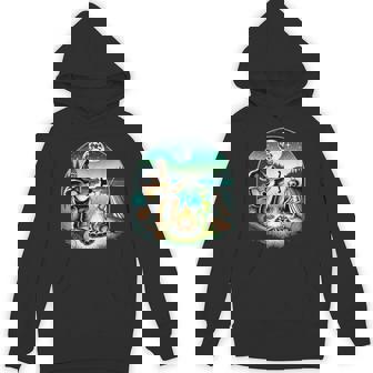 Alien And Bigfoot Loch Ness Campfire Sasquatch Guitar Hoodie - Monsterry