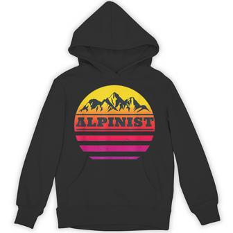 Alpinist Mountaineering Hiking Alps Retro Outdoor Sports Fun Unisex Hoodie - Monsterry