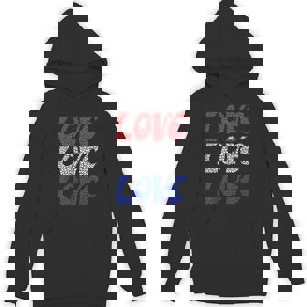 American Flag Love Positive Message Hearts Love America Hope Unisex Hoodie - Monsterry