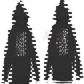 Autism Awareness Dad Usa Flag Fathers Day Hoodie | Mazezy