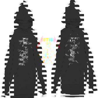 Autism Skeleton Guitar Player Rock Music Autism Awareness Hoodie - Seseable