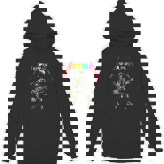 Autism Skeleton Guitar Rock Music Lover Autism Awareness Hoodie - Thegiftio