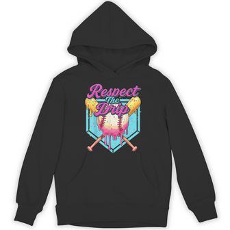 Baseball Drip Boys Home Plate Youth Sports Respect The Drip Hoodie - Thegiftio UK